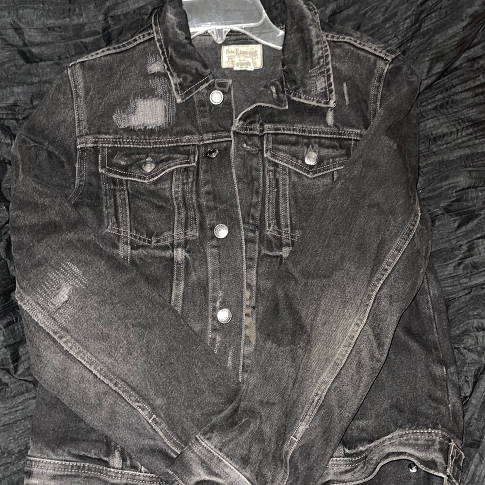 No signs of wear ashy black denim polo jacket